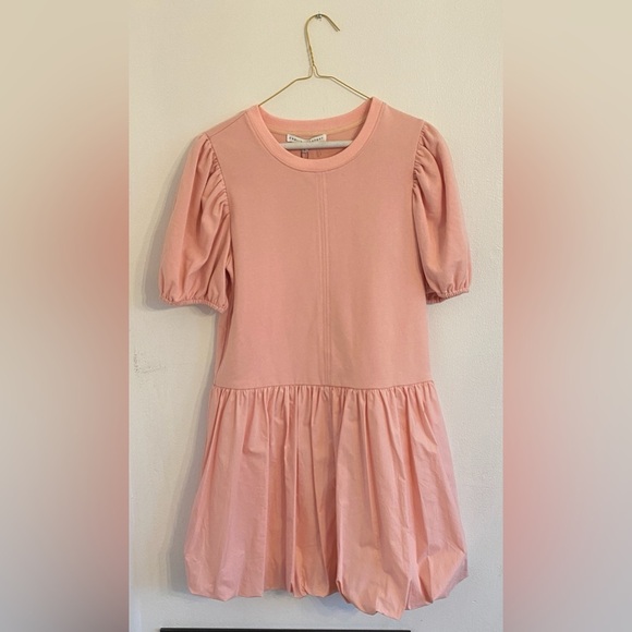 NWT English Factory Size Small Puff Shoulder Mixed Media Minidress Pink - Picture 3 of 9